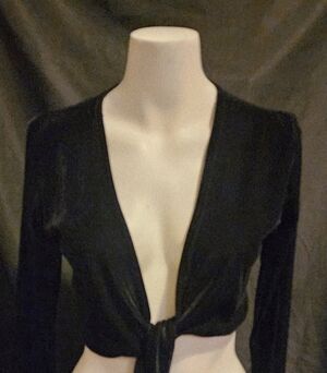 Black Velvet Tie-Front Crop Top
